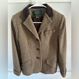 Ralph Lauren Brown Houndstooth Blazer